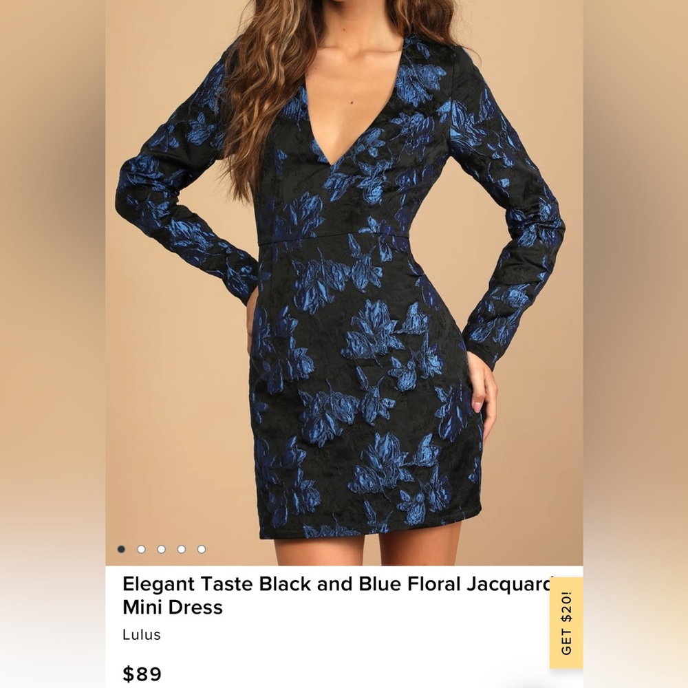 Lulus Elegant Taste Blue and Black Jacquard Mini Dress